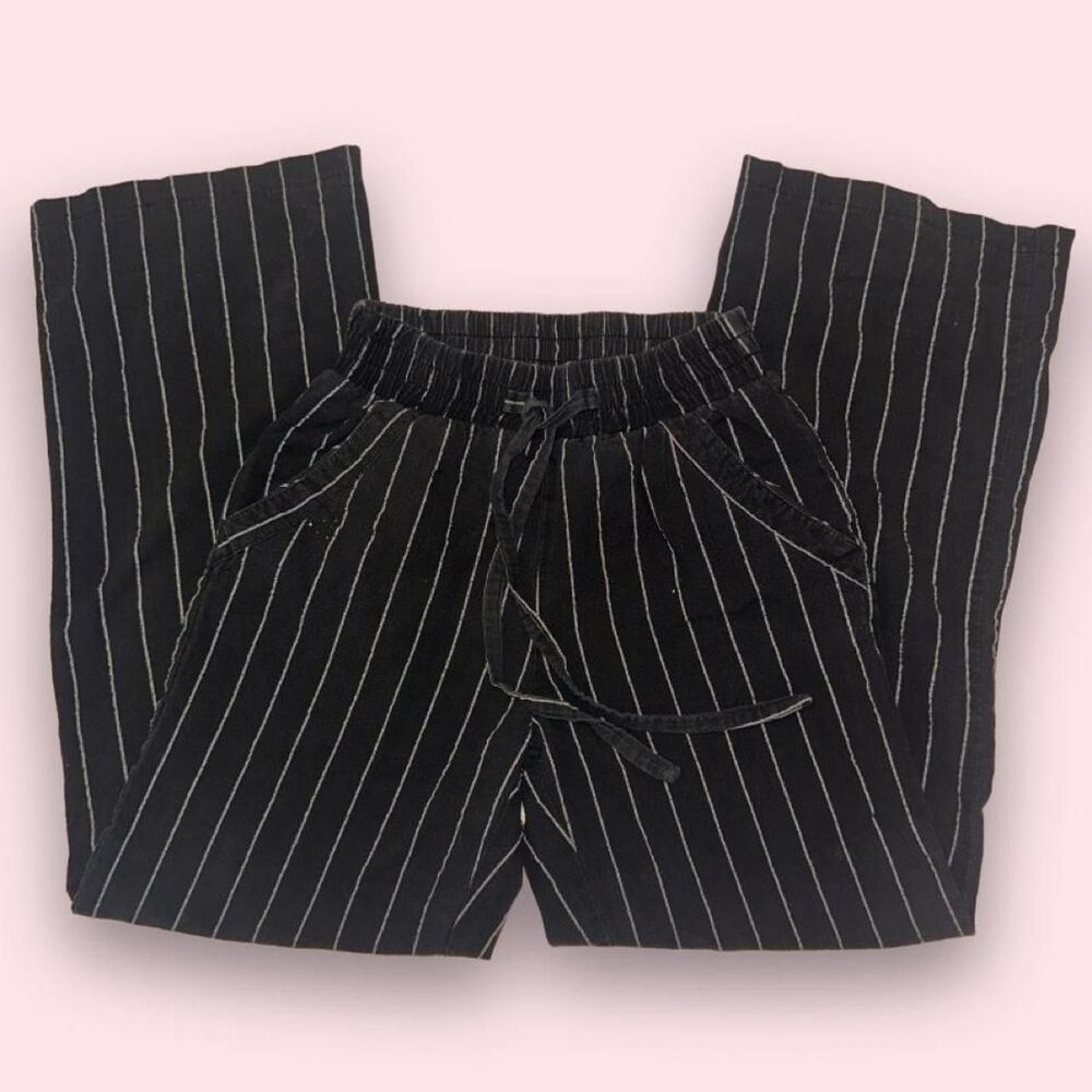 Sienna Sky women’s black/white pinstripe linen pants size S